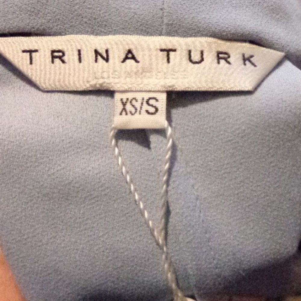 NWT Trina Turk SILK Periwinkle Blue 100% SILK XS OVERSIZED Flowy - Picture 3 of 11